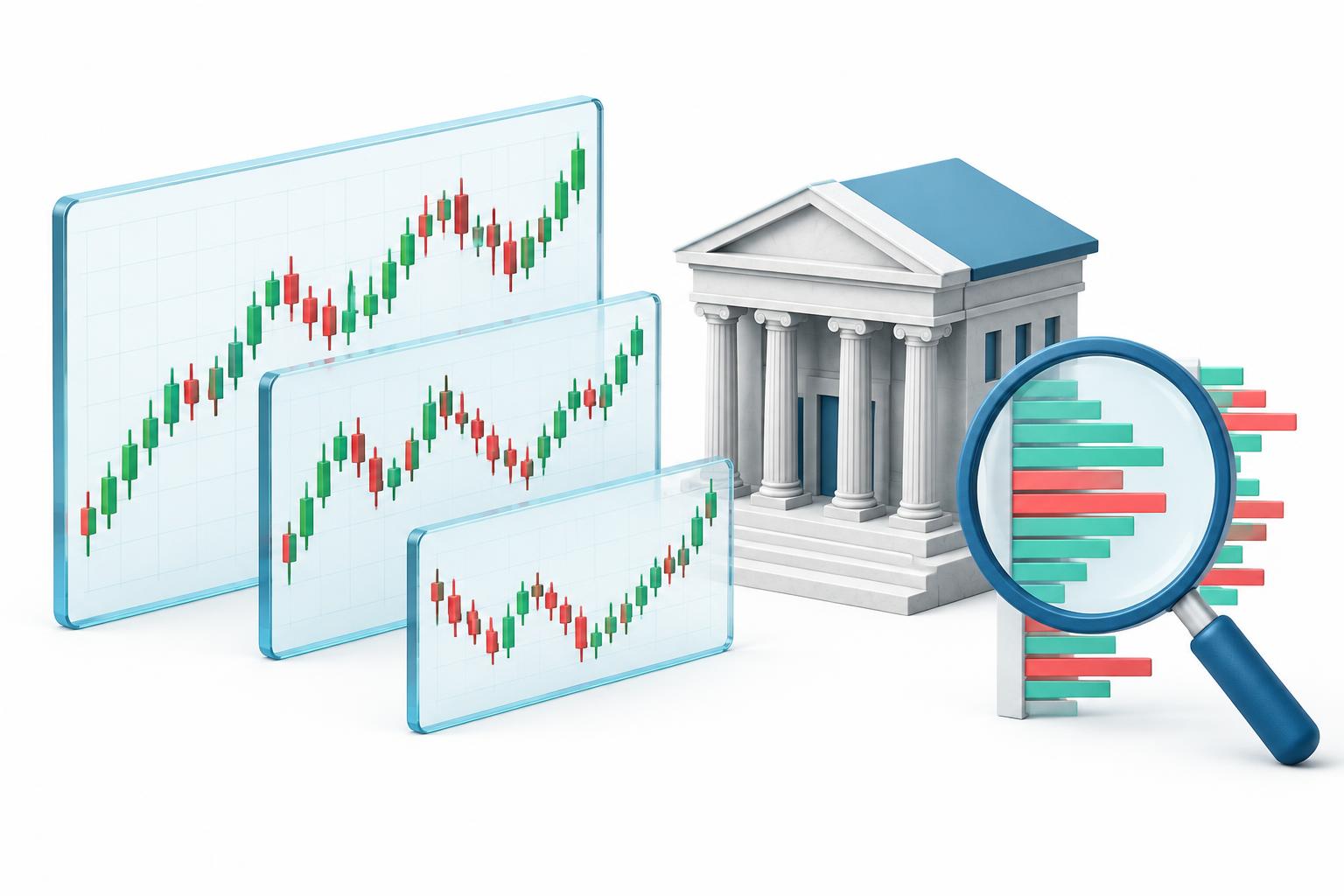 Different chart timeframes, a central bank and volume profile