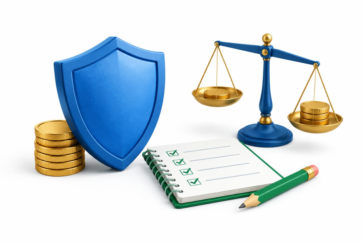 A protective shield, a planning notebook and risk balance